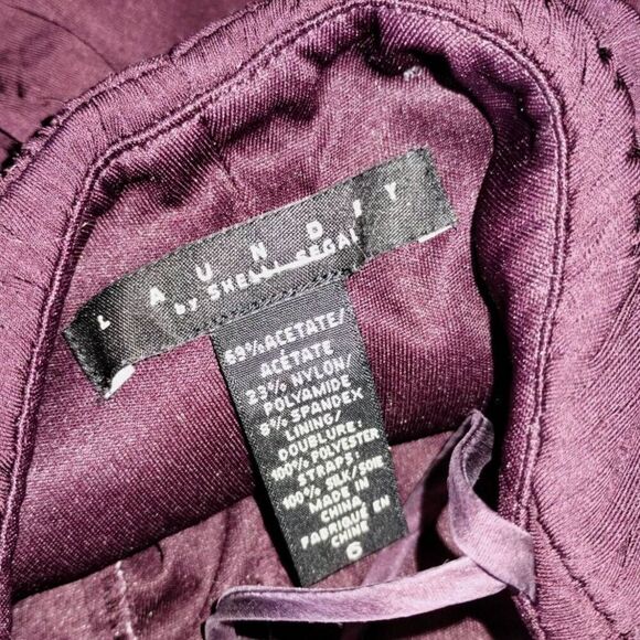 Laundry Shelli Segal Gown Sz 6 Burgundy Strappy Low Back Jersey Knit Swiftie - Picture 11 of 13